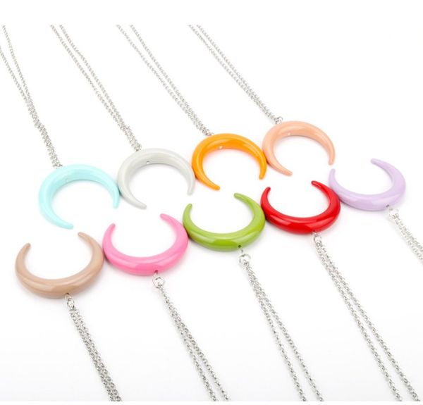 

acre moon pendant necklace crescent clavicle chainmoon pendant necklace home delivery, Silver