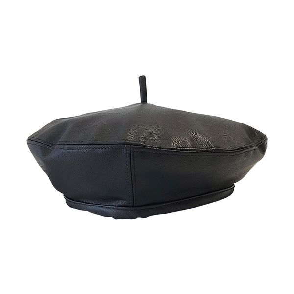 

winter woman 2019 women's beret leather flat cap innocent cap jewish hat european and american fashion french artist beanie hat, Blue;gray