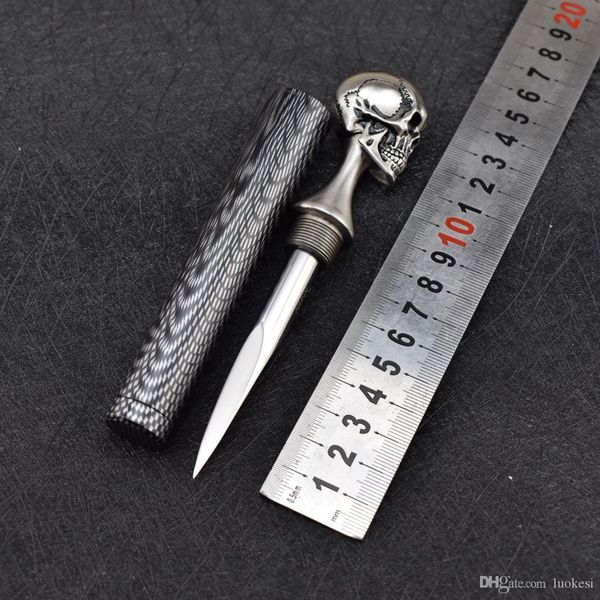 

EDC skull hand tool punching knife M390 blade with stainless steel handle survival tools fixed blade dagger tea knife