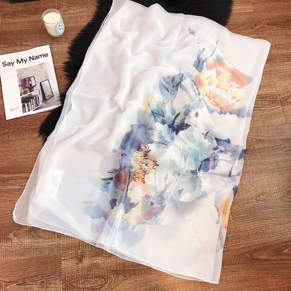 

fashionable women's spring and summer outdoor tourism scarf silk soft and comfortable boutique spring only famous brand designer, Blue;gray