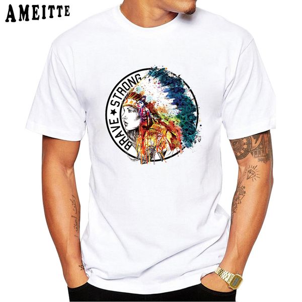 

new summer fashion men's short sleeve brave and strong print t-shirt funny cartoon design boy tees cool men casual, White;black
