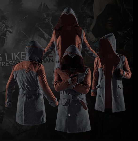 

hd11)осень зима assasins creed длинная куртка мужчины косплей костюм пальто толстовки куртки, Black