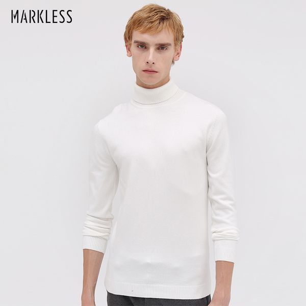 

markless turtleneck pullover sweaters men 2018 autumn winter slim fit sueter hombre thick warm knitted sweaters msa8708m, White;black