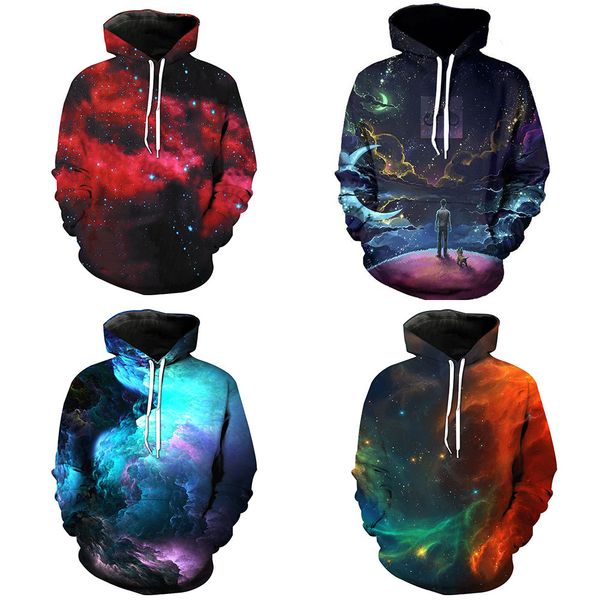 

printing series men's cardigan with hat suit tide european and american men's clothing with hat blouse hoodies, Black