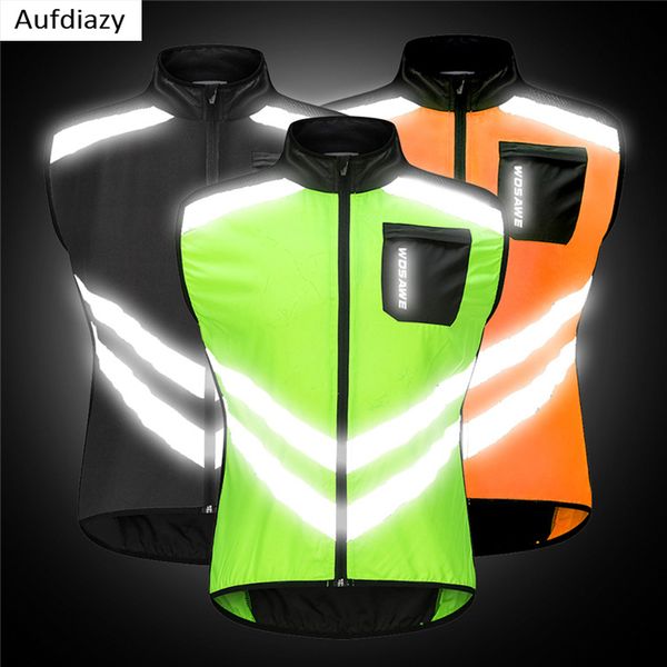 

aufdiazy men riding windbreaker jacket vest lightweight reflective waterproof raincoat bicycle mountain bike riding im074, Black