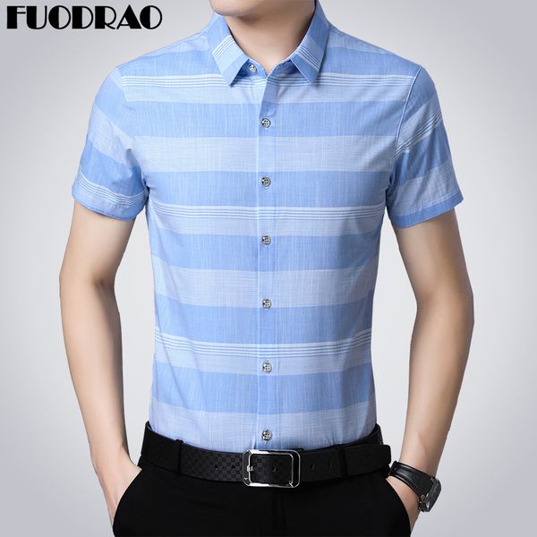 

2020 new shirt men summer short sleeve shirt men slim fit striped business casual shirts camisa masculina clothing e082, White;black