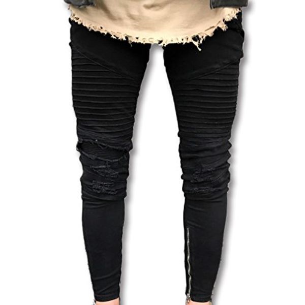 

just no logo мужские рваные разрушенные джинсы голубые джинсовые брюки, Blue