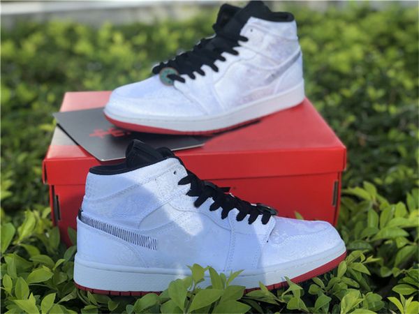 

2019 воздух оригинальный ретро аутентичный 1 mid se бесстрашный эдисон чен сгусток белый черный красный cu2804-100 мужчины женщины баскетбол, Black