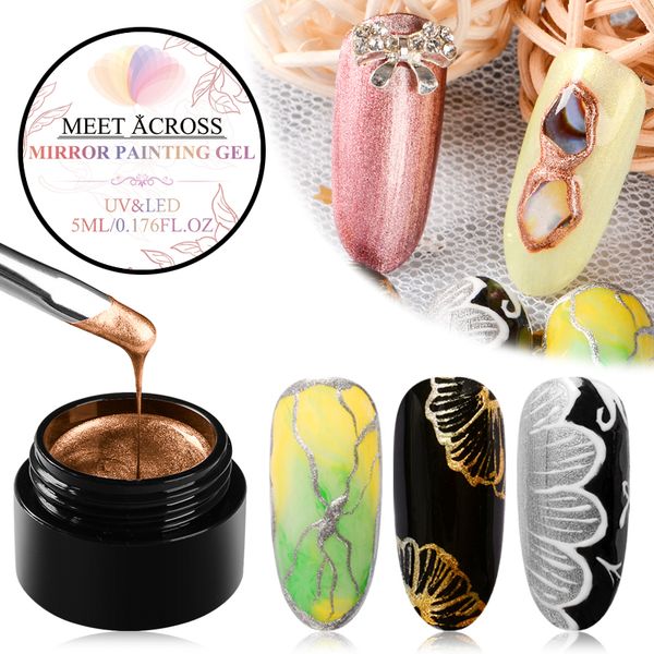 

mirror metallic glitter nail gel polish varnish lacquer silver rose 3d liner spider flowers drawing soak off uv nail gel lacquer, Red;pink