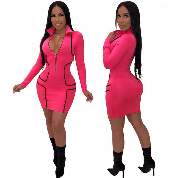 

deep v neck bodycon dresses summer zipper slim fit skinny pencil dress womens designer dress, Black;gray