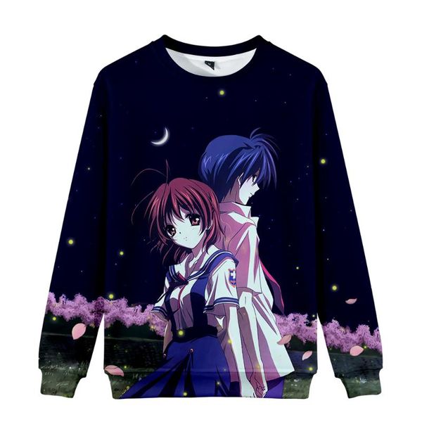 

clannad anime 3d printed o-neck sweatshirt women/men fashion long sleeve sweatshirts harajuku casual streetwear clothes, Black