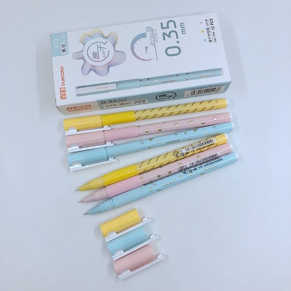 

6 pieces/lot) cute gel pen 0.35mm black ink color kawaii pens for signature writing korea stationery office school supplies v70