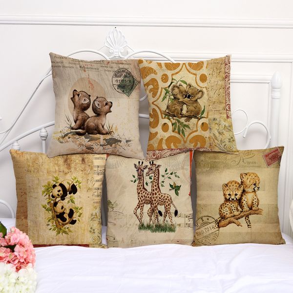 

милый маленький зверек обезьяна леопард жираф наволочка чехол для подушки белье хлопок бросить квадрат наволочка крышка падение корабля