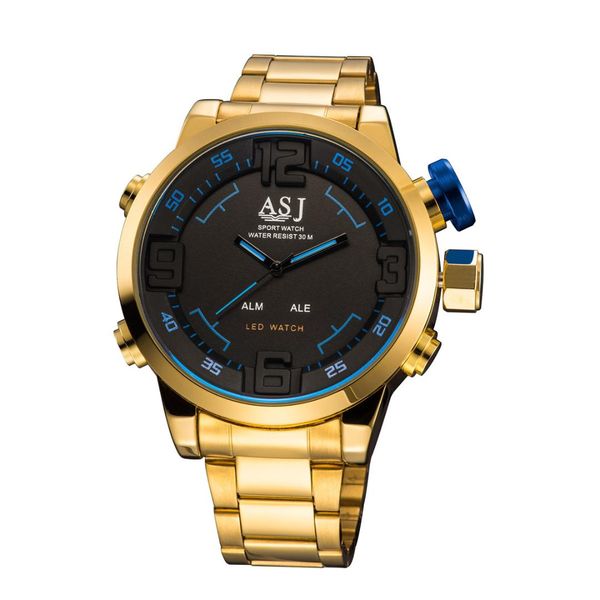 

2016 asj brand new gold mens sports watches digital quartz watch men fashion army led electronic wristwatch, Slivery;brown