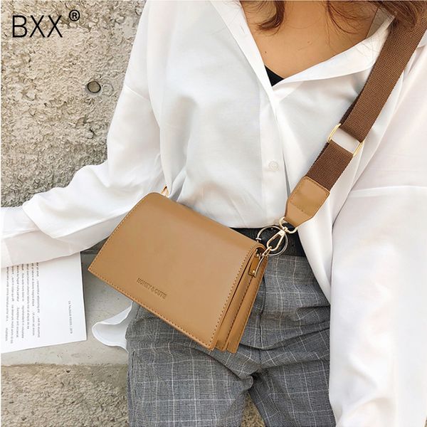 

bxx] women's single shoulder crossbody bag all-match flap 2020 vintage pu leather female party handbag wide straps bag hf317