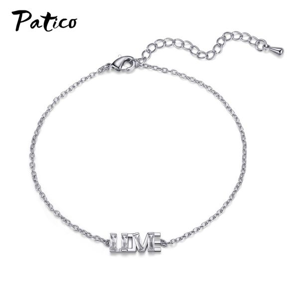 

rose gold color 925 sterling silver heart bracelet bangle with letter fashion cz crystal charms bracelets for women, Black
