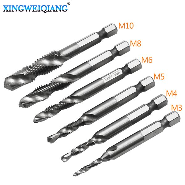

Tools 3 4 5 6 M8 M10 Composite Tap Drill Bit Thread Spiral Screw Tap 1/4'' Hex HSS 4341