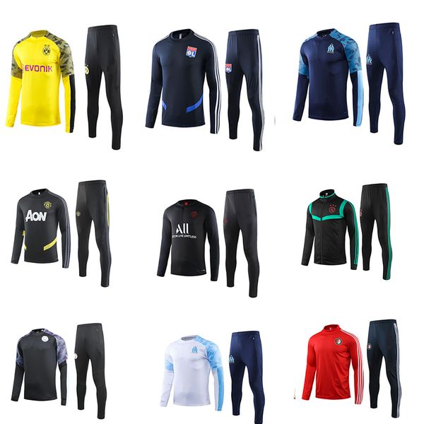 

2019 2020 men/sport outdoors paris apparel athletic om feyenoord soccer football running wear tracksuits run training sets uniforms, Black;blue