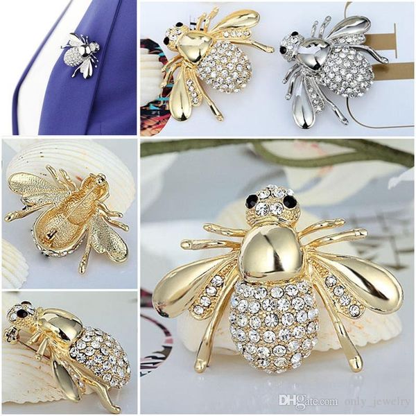 

dhl luxury designer brooches bling bling rhinestone pin brooch for women gift bee brooch jewelry gold silver in stock, Gray