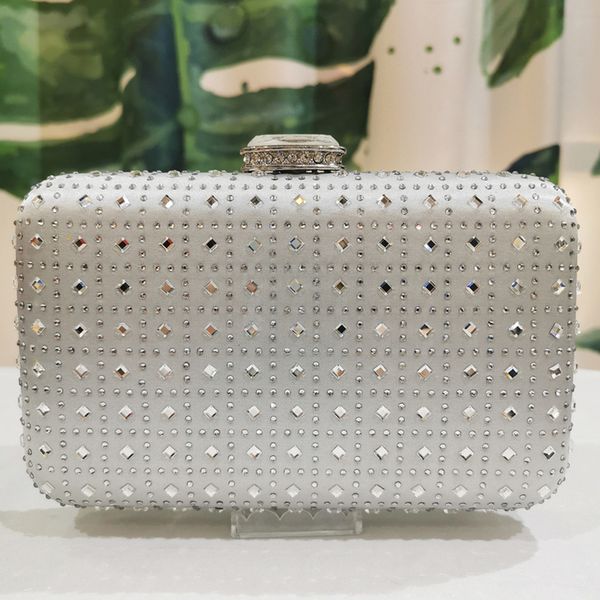 

xiyuan silver silk ladies evening clutch bag fashion crystal phone wedding bridal clutches handbags women phone bag