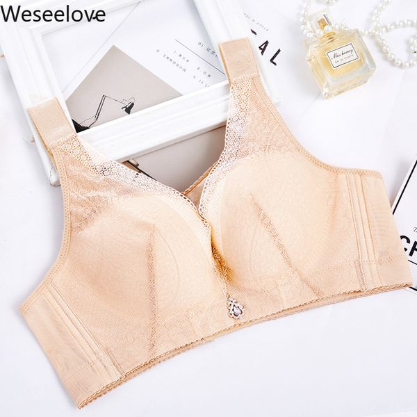

women push up bra plus size bras lace gathered non-steel ring 115cde 120cde anti-sagging lingerie plus size 2020 new e94-4, Red;black