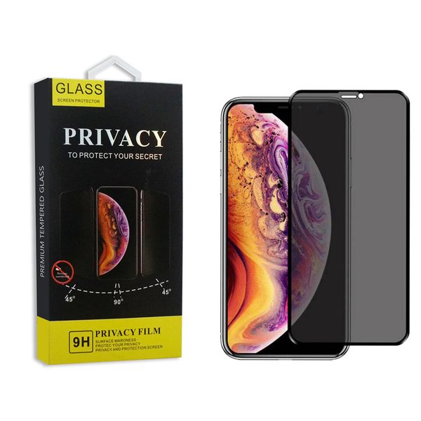 

3d curved full cover privacy tempered glass for iphone 11 pro max anti spy peeping glare screen protector for iphone 6 7 8 with package