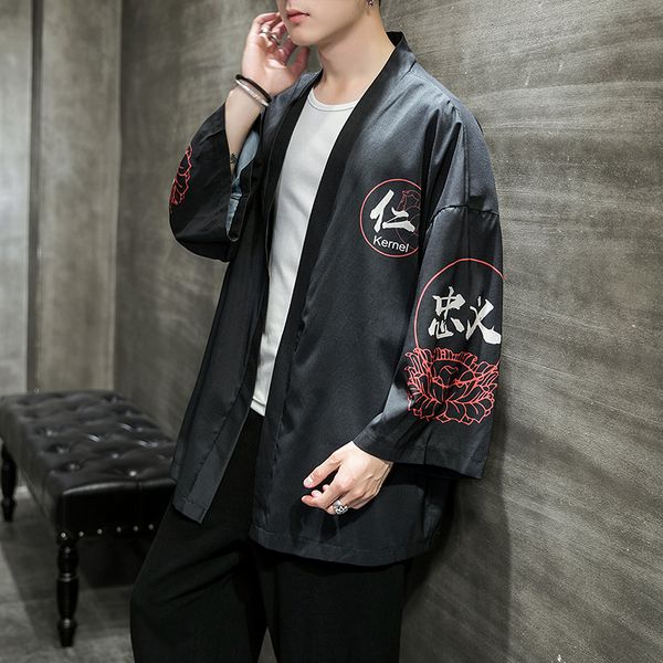 

2019 spring autumn chinese style jacket japanese cardigan hip hop embroidery casual streetwear thin jacket asian size, Black;brown