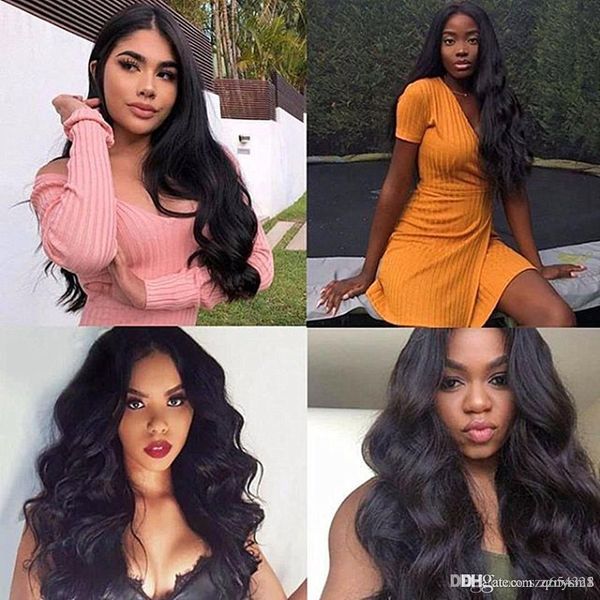 

24inch glueless full end lace front human hair wigs for black women brazilian body wave full lace front wig black 150% density remy knhj21