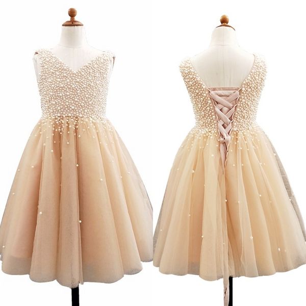 

2020 flowers girls dress with major pearls sleeveless tulle floor length girls prom party bithday gowns real sample pageant dresses, White;blue