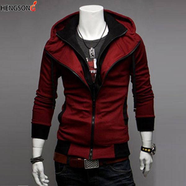 

men running jacket sports fitness coat long sleeve hooded gym soccer basketball outdoor training run jogging jackets clothes, Black;red