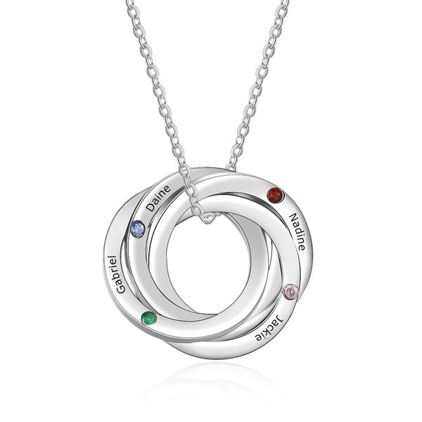 

personalized russian ring relationship necklace custom engraved family name necklace with birthstones for mother girls friend