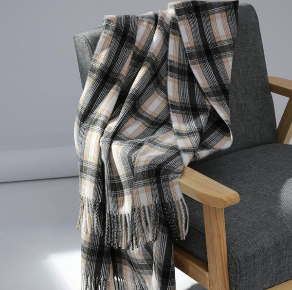 

autumn and winter new style cashmere plaid scarf women roll edge british style thin plaid thermal scarf fashion shawl women, Blue;gray