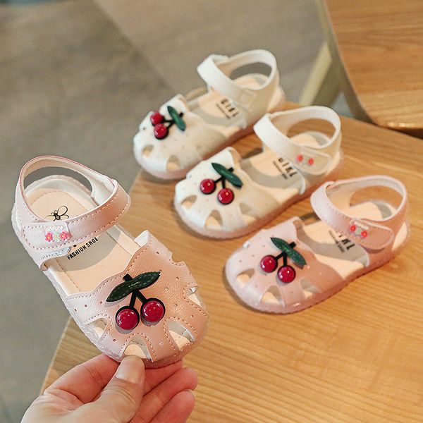 

new children summer baby girls sandals cherry princess sandals infant soft bottom toddler shoes kids sandals little girl 15-30, Black;red