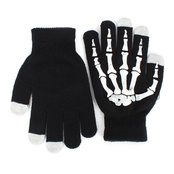 

fashion-winter full finger knitted skeleton gloves ghost bone touch screen, Blue;gray