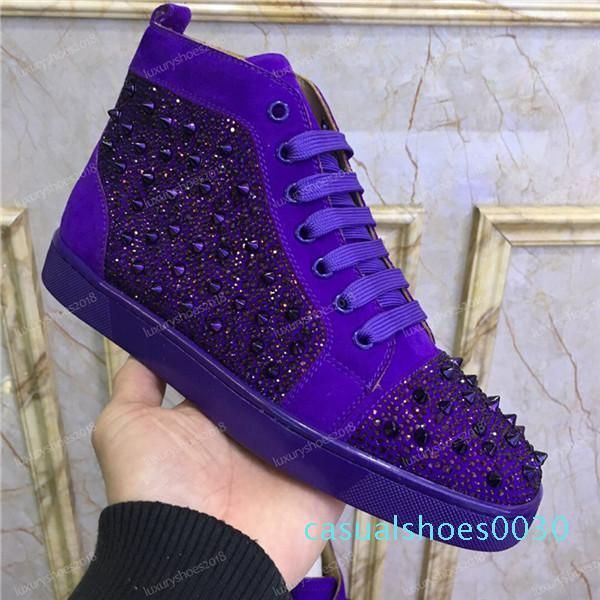 

new luxury designer sneakers mens womens casual shoes party dress high-cut studded spikes platforms red bottom trainers shoes sneaker, Black