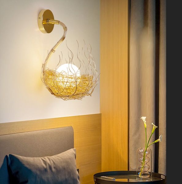 Grosshandel Europaische Personlichkeit Aluminiumdraht Vogelnest Wandleuchte Wohnzimmer Schlafzimmer Wandleuchte Gang Led Beleuchtung Kreative