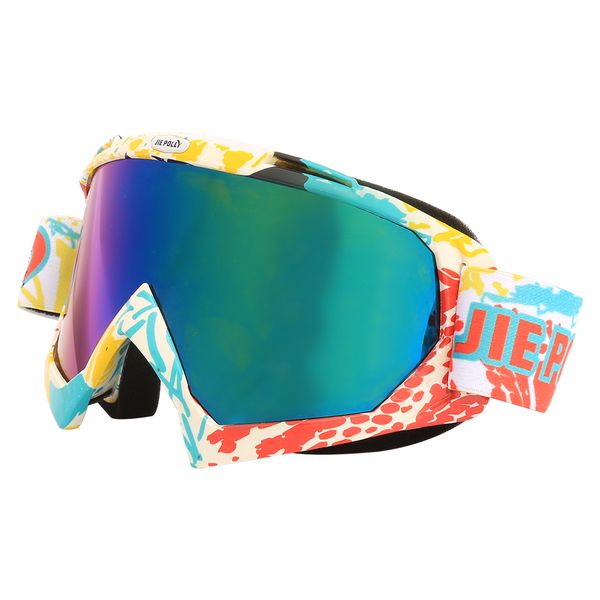 

jiepolly ski glasses skiing snow snowboard snowbile sunglasses double layers multi-color lens skating eyewear windproof anti-fog