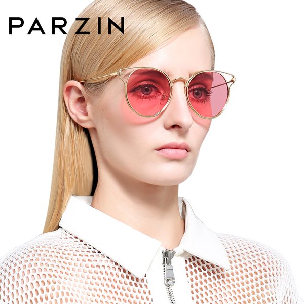 

parzin retro polarized sunglasses women vintage candy colors round metal frame sun glasses 2019 new arrival, White;black