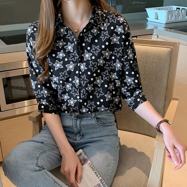 

women floral print casual blouse shirts women singer breasted oversized white blusas summer 2020 femininas chemise