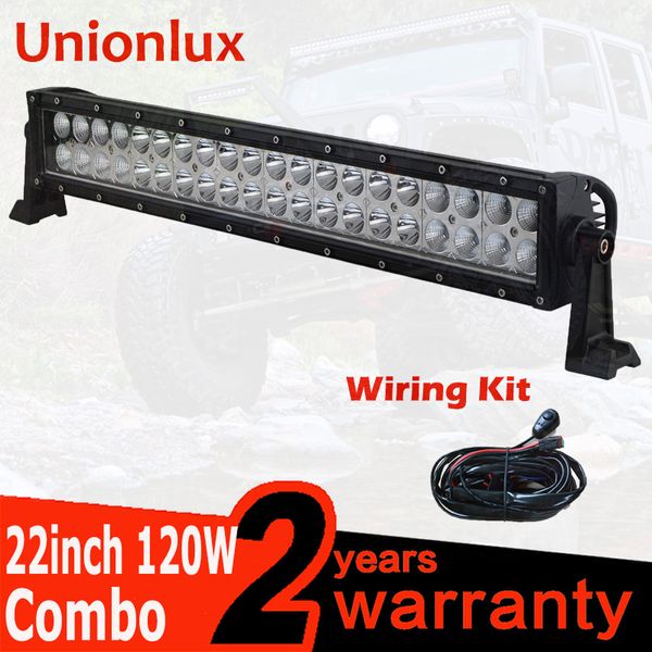 

22inch 120w led light bar offroad combo with wiring led work light bar for tractor truck atv suv 4x4 4wd 12v 24v