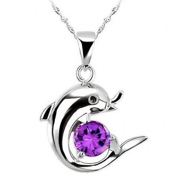 

austrian rhinestone crystal dolphin platinum plated pendant necklace classic swarovski elements fashion class women girls gift