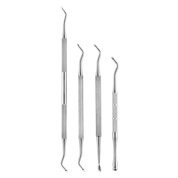 Dual Ended Stainless Steel Groove Clean Cuticle Pusher Fork
