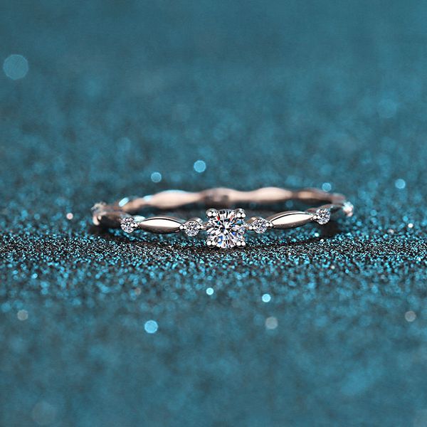 

925 silver diamond test passed 0.1 carat 3mm e color moissanite ring perfect cut sparkling mini lab grown diamond rings for girl cx200611, Slivery;golden