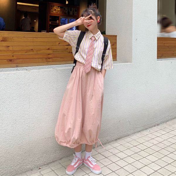 

whoholl women summer yellow shirts pink skirts suit two-piece striped shirts pink skirt, Black