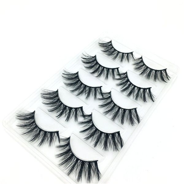 

5 pairs natural false eyelashes handmade 3d faux mink lashes winged eyelashes mink fake eyelash makeup tool