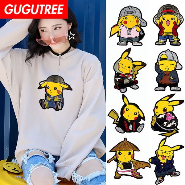 

gugutree embroidery big rabbit patch animal cartoon patches badges applique patches for clothing dxl-44, Black