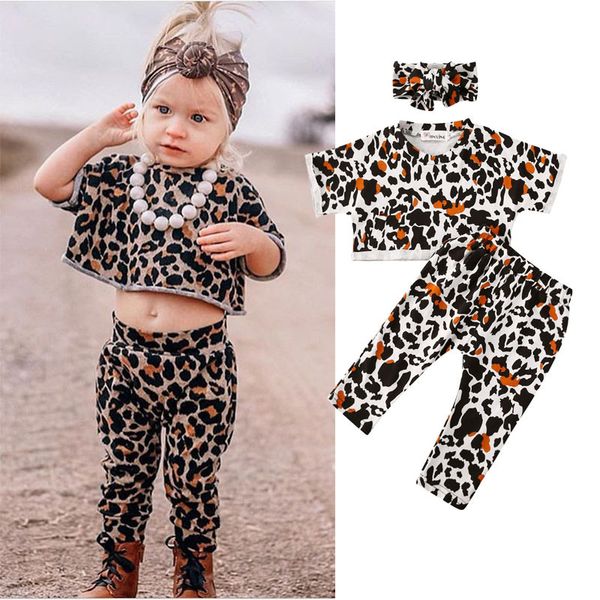 

clothing sets 1-4y baby girls summer suit clothes infant toddler leopard t-shirts +long pants children csaual tracskuits outfits, White