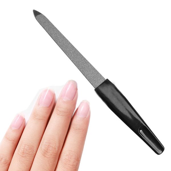 

1pc pedicure tool professional plastic handle nail file double sided metal stainless steel manicure