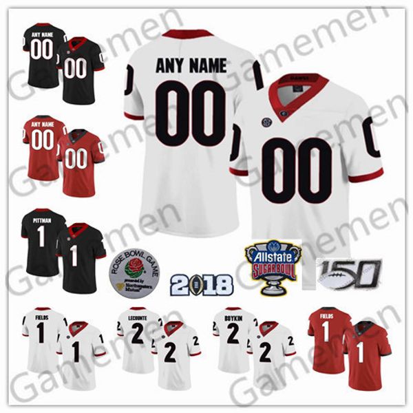 

Georgia Bulldogs 2019 UGA Football Any Name Number 1 Sony Michel 27 Nick Chubb 8 AJ Green stitched Jersey NCAA 150TH