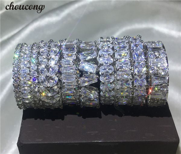 

choucong 9 styles eternal finger ring diamond 925 sterling silver engagement wedding band rings for women men bijoux gift, Slivery;golden